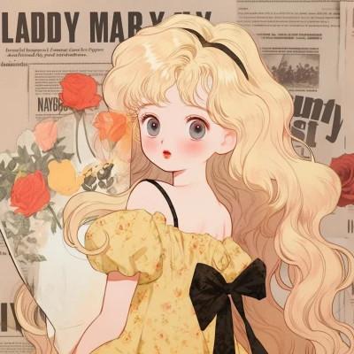 捧花旧漫女生头像图片，尽显清新甜美风范