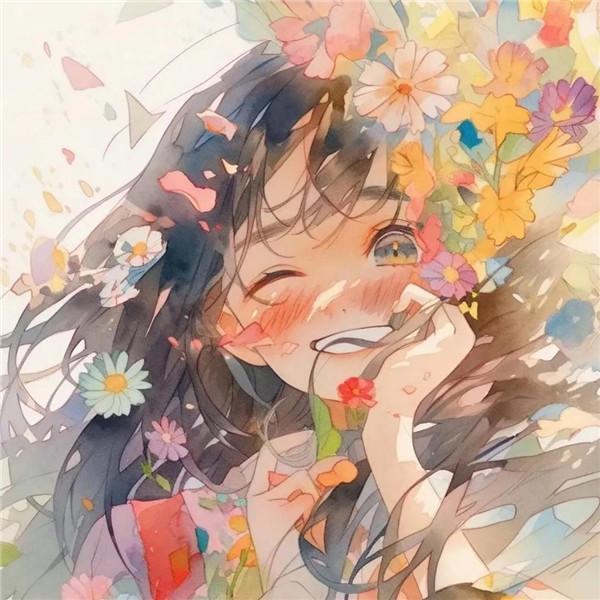 开心幸福治愈系女生捧花头像图片14张