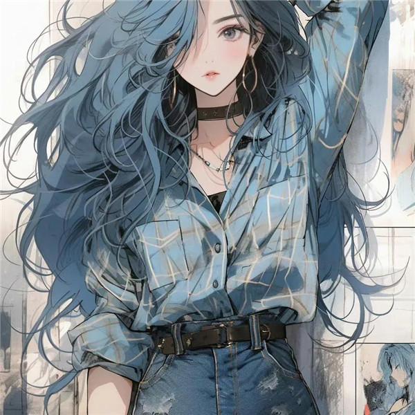 动漫女生时尚雾霾蓝画报头像图片