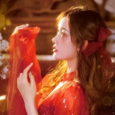 漂亮的美女穿红衣服的头像