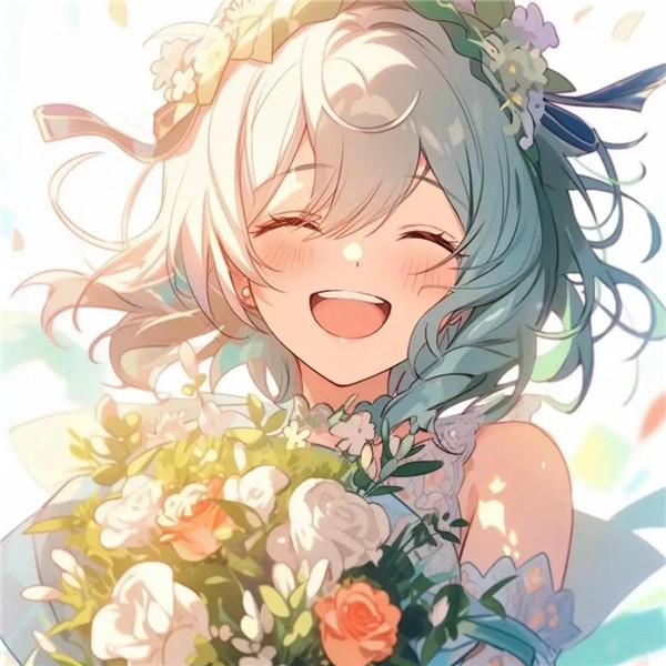 开心幸福治愈系女生捧花头像图片14张
