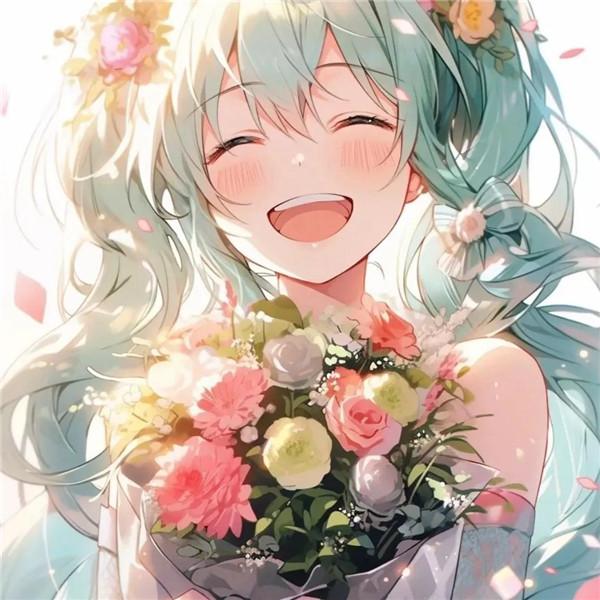 开心幸福治愈系女生捧花头像图片14张