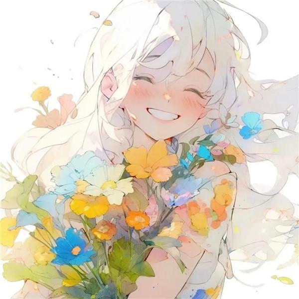 开心幸福治愈系女生捧花头像图片14张
