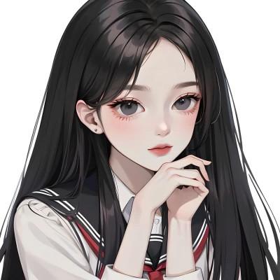 AI动漫美女头像系列图片32张