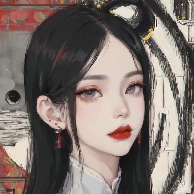 旗袍黑长直御姐动漫女生头像图片，迷倒万千