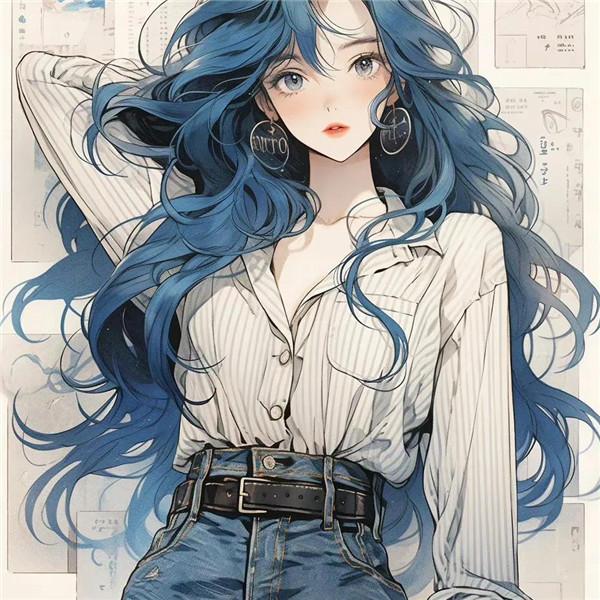 动漫女生时尚雾霾蓝画报头像图片