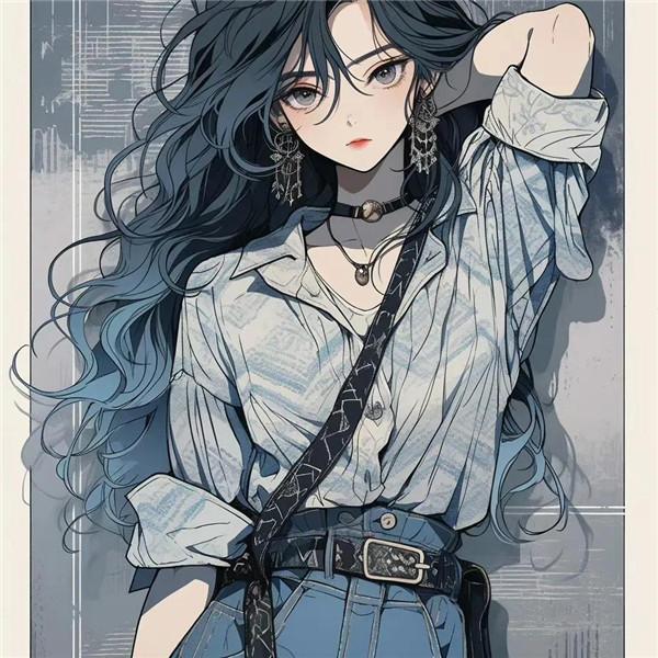 动漫女生时尚雾霾蓝画报头像图片