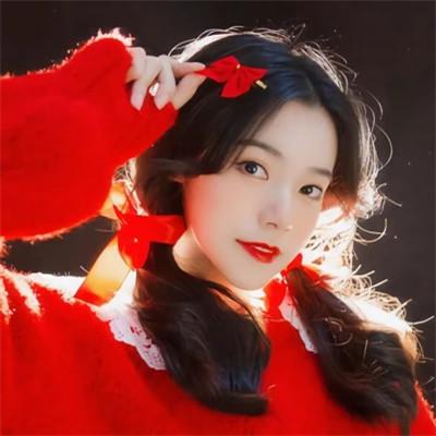 漂亮的美女穿红衣服的头像