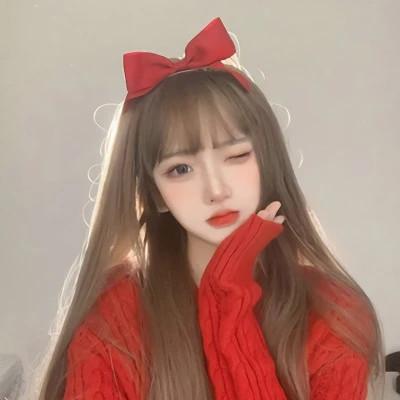 漂亮的美女穿红衣服的头像