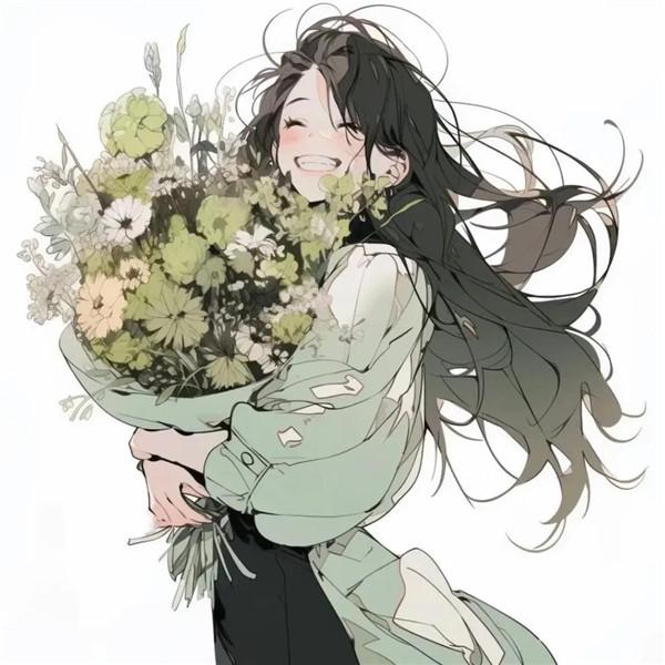 开心幸福治愈系女生捧花头像图片14张