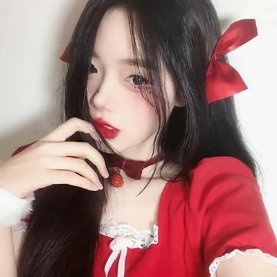 漂亮的美女穿红衣服的头像