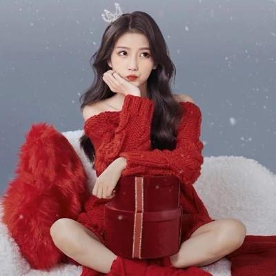 漂亮的美女穿红衣服的头像