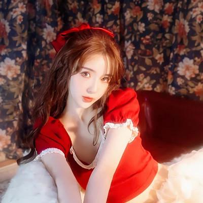 漂亮的美女穿红衣服的头像