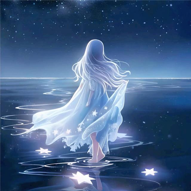 夜晚星海里起舞的女孩梦幻头像图片