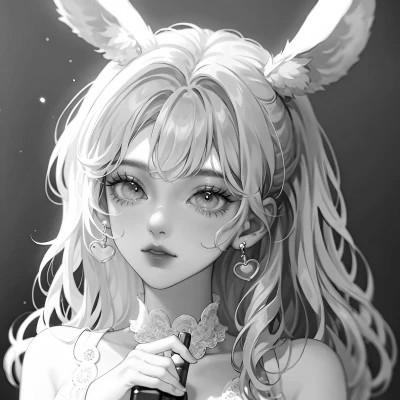 女生日系ins风漫画头像黑白60张