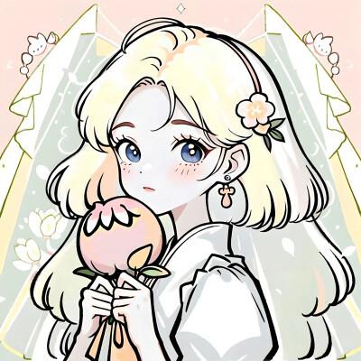 唯美清新的捧花少女动漫头像图片26张，让你秒变小仙女！