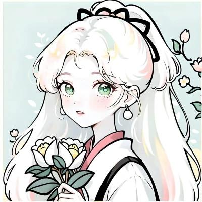 唯美清新的捧花少女动漫头像图片26张，让你秒变小仙女！