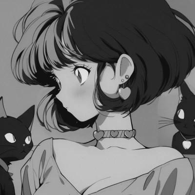 女生日系ins风漫画头像黑白60张