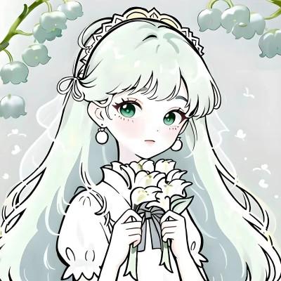 唯美清新的捧花少女动漫头像图片26张，让你秒变小仙女！