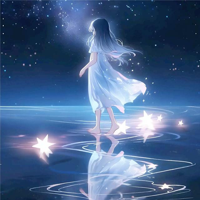 夜晚星海里起舞的女孩梦幻头像图片
