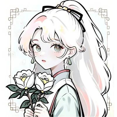 唯美清新的捧花少女动漫头像图片26张，让你秒变小仙女！
