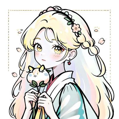唯美清新的捧花少女动漫头像图片26张，让你秒变小仙女！