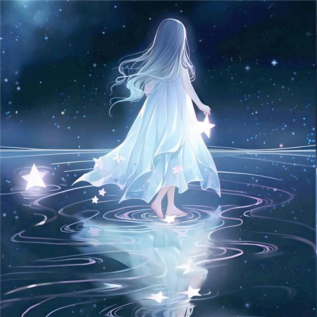 夜晚星海里起舞的女孩梦幻头像图片