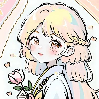 唯美清新的捧花少女动漫头像图片26张，让你秒变小仙女！