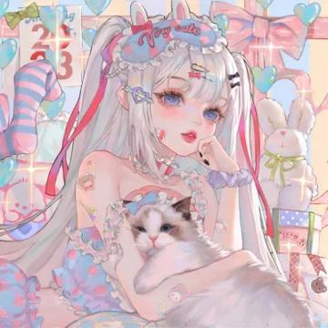 唯美抱猫插画头像女生动漫图片