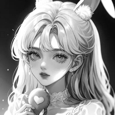 女生日系ins风漫画头像黑白60张