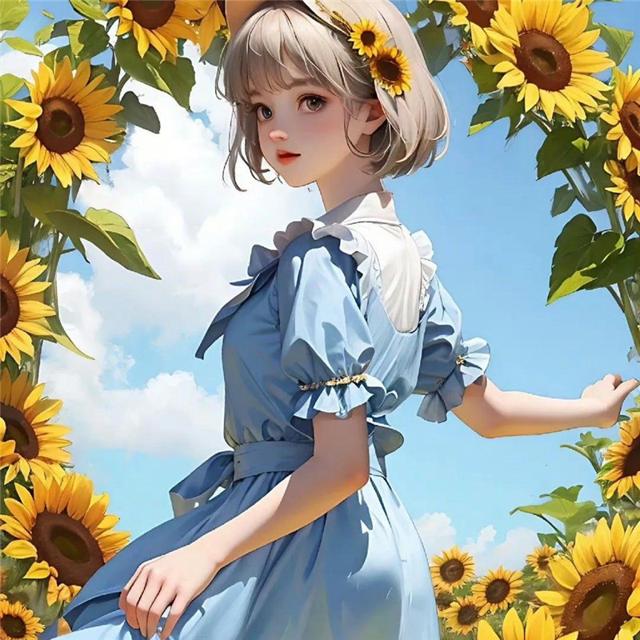 唯美阳光动漫向日葵女生头像图片9张，追求自由与梦想