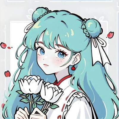 唯美清新的捧花少女动漫头像图片26张，让你秒变小仙女！