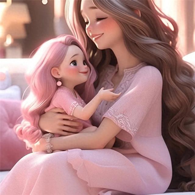 温馨母女治愈系亲子头像图片，母亲女儿共享的美好时光