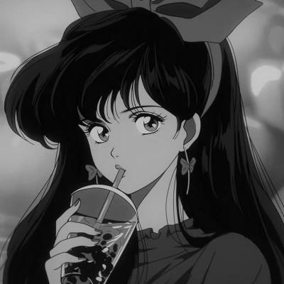 女生日系ins风漫画头像黑白60张