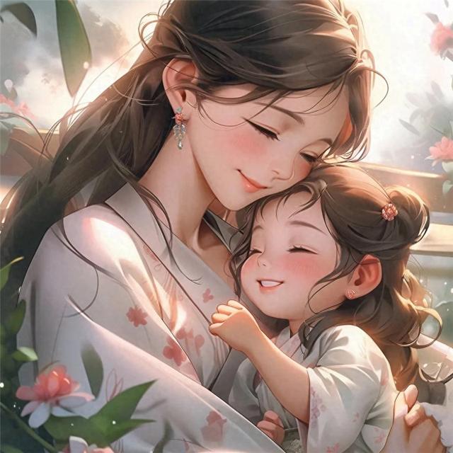 温馨母女治愈系亲子头像图片，母亲女儿共享的美好时光