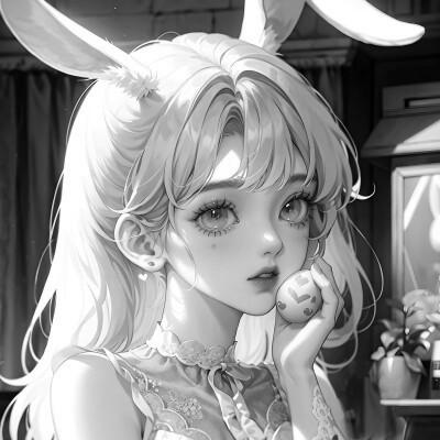 女生日系ins风漫画头像黑白60张