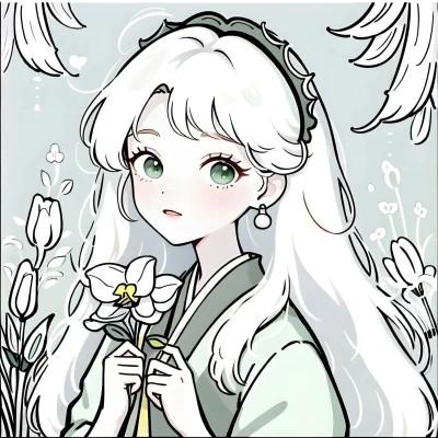 唯美清新的捧花少女动漫头像图片26张，让你秒变小仙女！