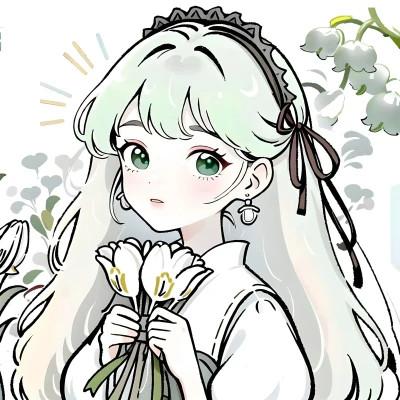 唯美清新的捧花少女动漫头像图片26张，让你秒变小仙女！