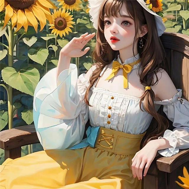 唯美阳光动漫向日葵女生头像图片9张，追求自由与梦想