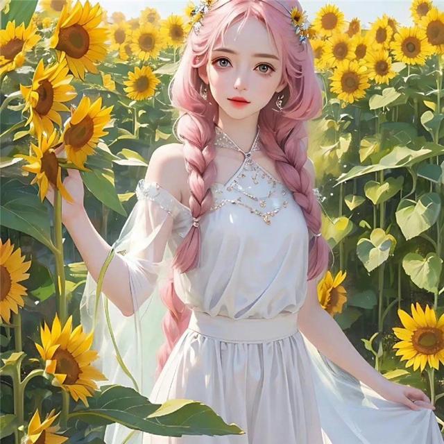 唯美阳光动漫向日葵女生头像图片9张，追求自由与梦想