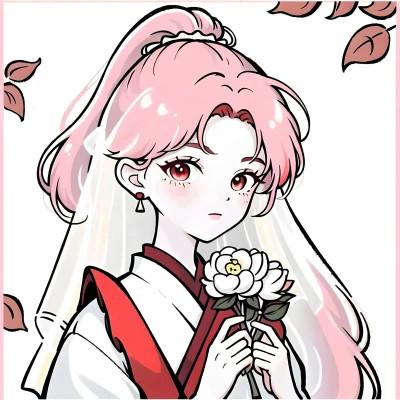 唯美清新的捧花少女动漫头像图片26张，让你秒变小仙女！