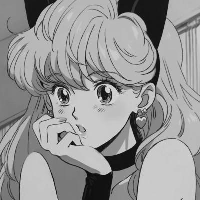 女生日系ins风漫画头像黑白60张