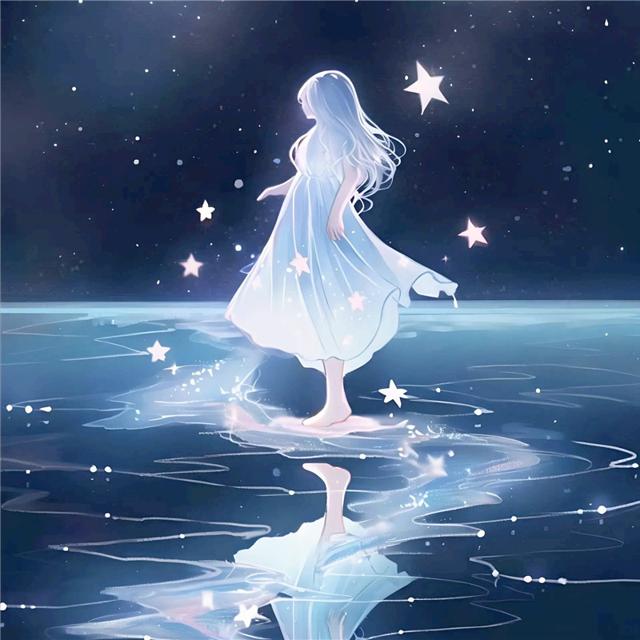 夜晚星海里起舞的女孩梦幻头像图片