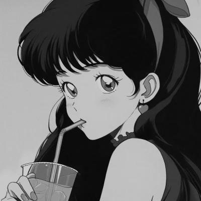 女生日系ins风漫画头像黑白60张