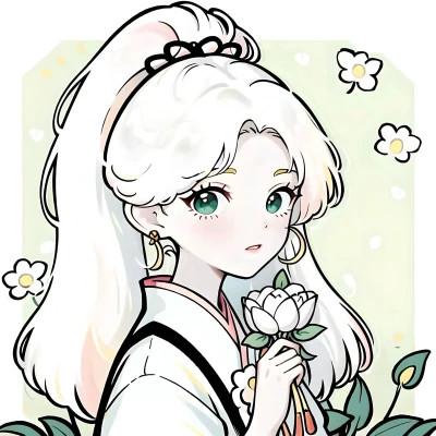 唯美清新的捧花少女动漫头像图片26张，让你秒变小仙女！