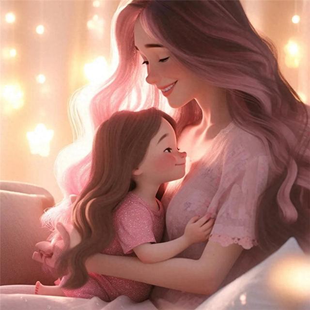 温馨母女治愈系亲子头像图片，母亲女儿共享的美好时光