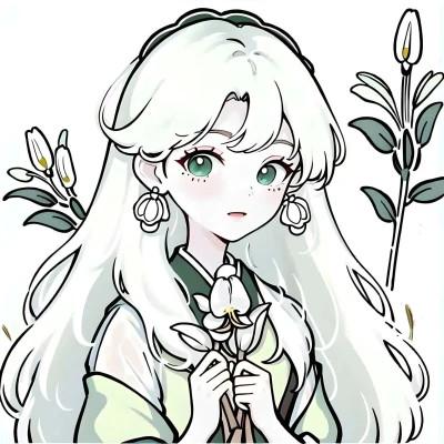 唯美清新的捧花少女动漫头像图片26张，让你秒变小仙女！