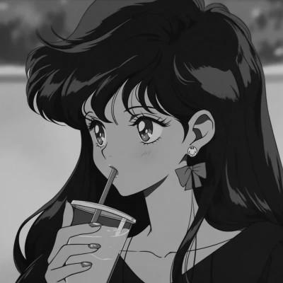女生日系ins风漫画头像黑白60张