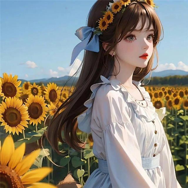 唯美阳光动漫向日葵女生头像图片9张，追求自由与梦想