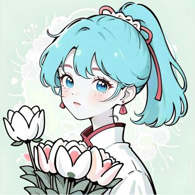 唯美清新的捧花少女动漫头像图片26张，让你秒变小仙女！